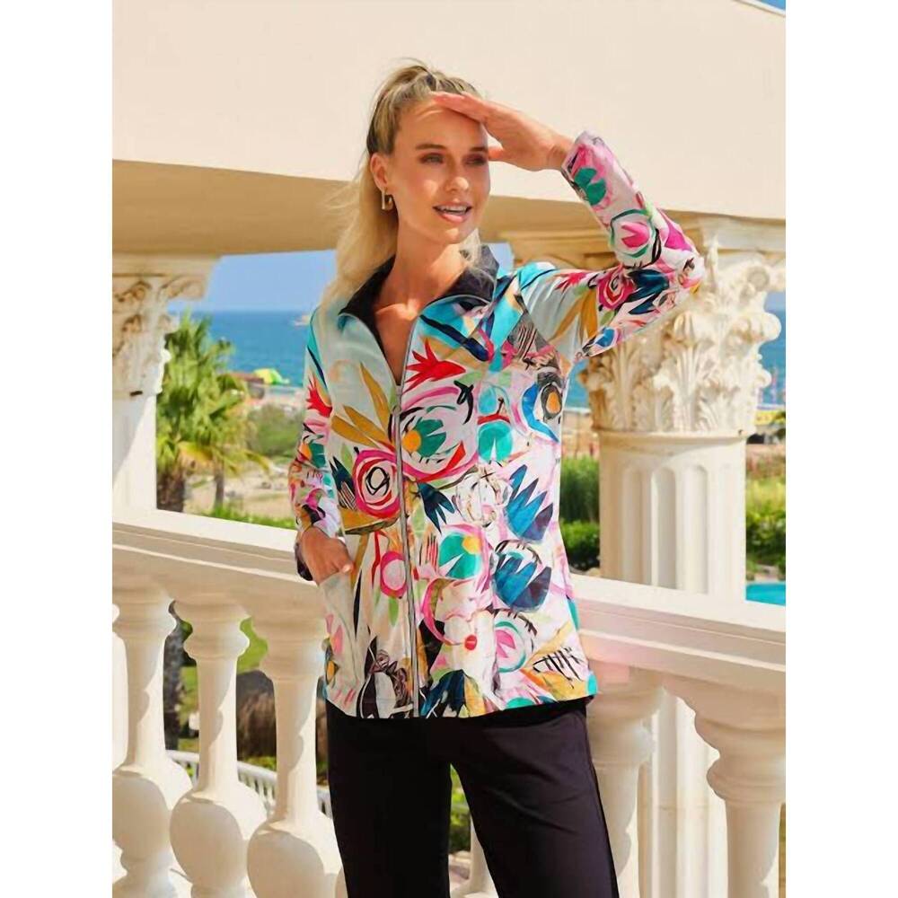 NEW DOLCEZZA daydream zip jacket in aqua / pink / multi